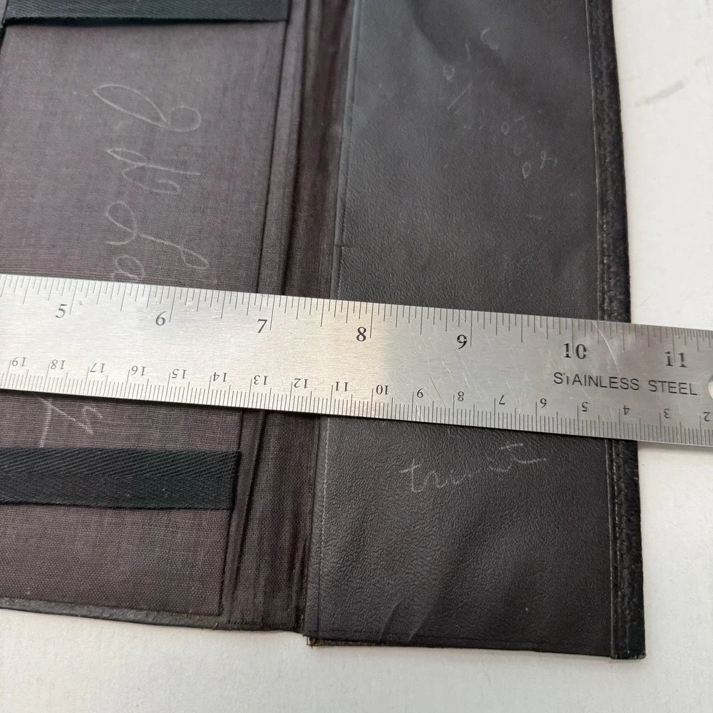 Antique Tri-fold Black Faux Pebbled Leather Wallet Late 19th Century